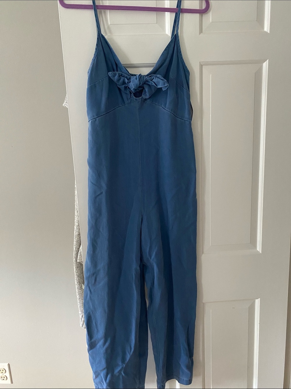 Old Navy Blue Tie-Front Spaghetti Strap Jumpsuit